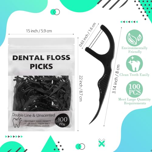 Baderke 100 Count Dual Line Dental Floss Picks for Teeth Cleaning