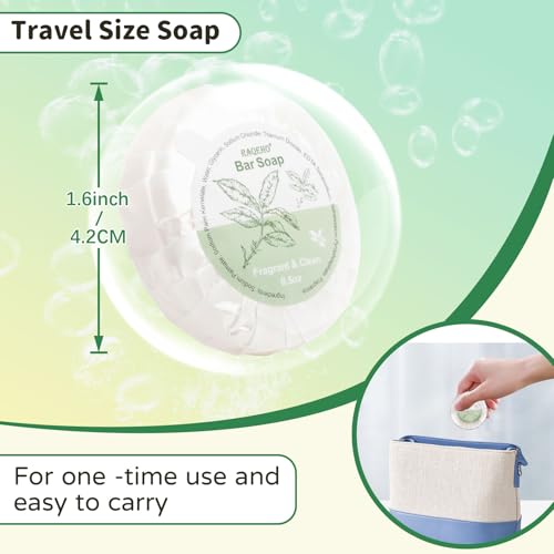 RAQEHO Mini Bar Soap (0.5oz, Pack of 120) - Individually Wrapped Green Tea Soap for Travel & Hotel Use