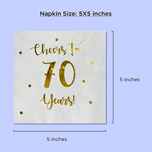 Cheers to 70 Years Cocktail Napkins - 50-Pack 3-Ply Party Supplies