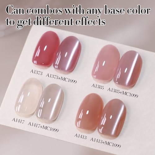 Double Rhythm Jelly Silver Cat Eye Gel Polish 15ML Holographic Glitter Magnetic Nail Polish