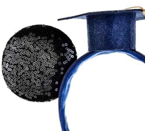 Graduation Cap Sequin Headband with Sparkling Bow - A Miaow