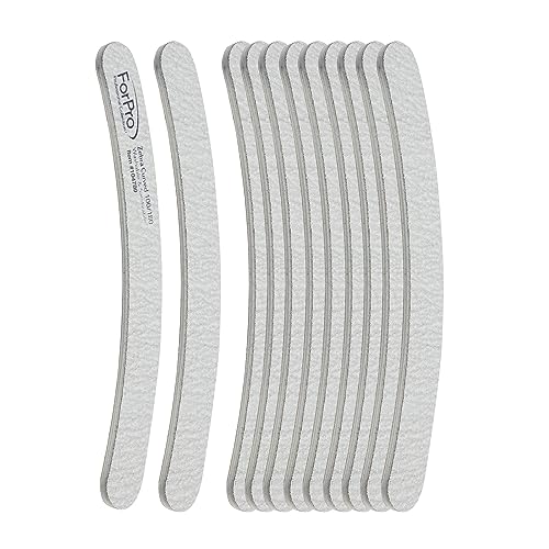 ForPro Zebra Curved Nail Files, 12 Count (Pack of 2) - 100/180 Grit
