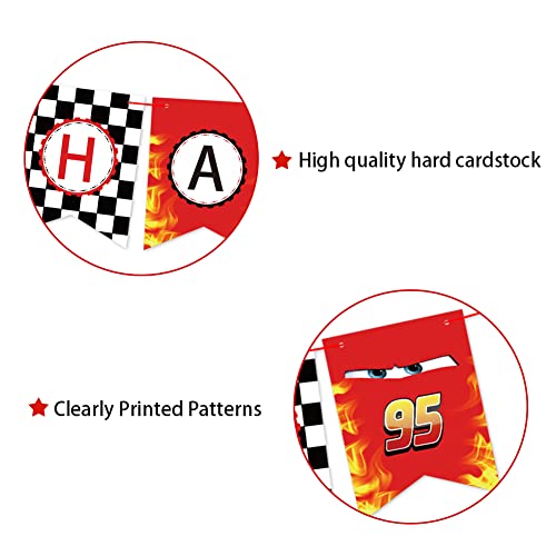 Race Car Birthday Banner - Checkered Flag Party Decoration