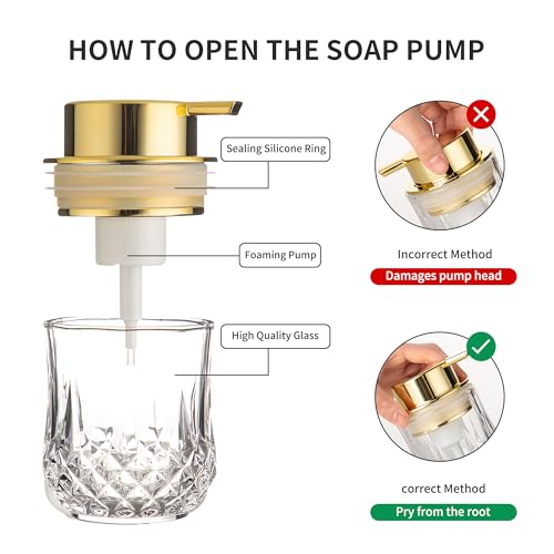 Enra Clear-Gold Foam Soap Dispenser with Elegant Diamond Pattern