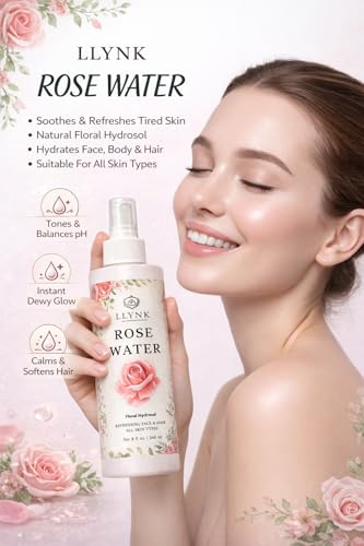 LLYNK Rose Water Facial & Hair Spray - 8 fl oz Alcohol-Free Hydrating Mist