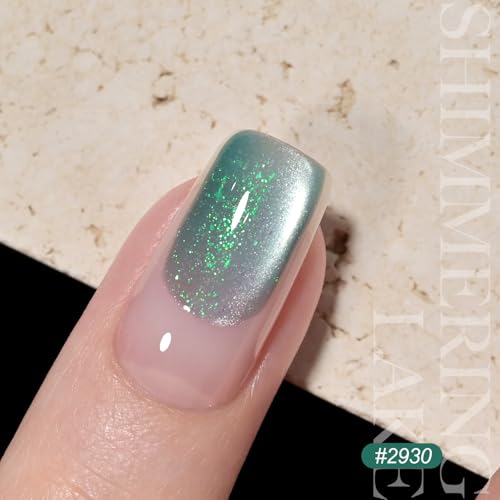 GAOY Teal Cat Eye Gel Nail Polish 16ml - Holographic Glitter UV Gel