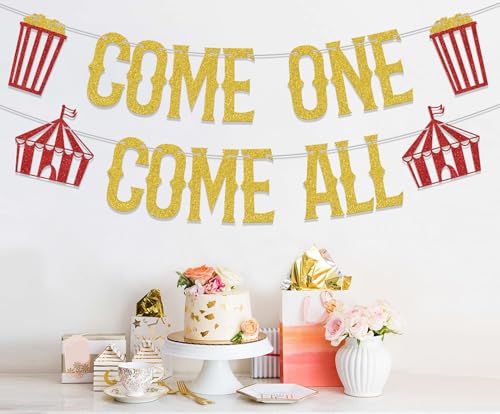 Come One Come All Circus Banner for 1st Birthday Party Decorations
