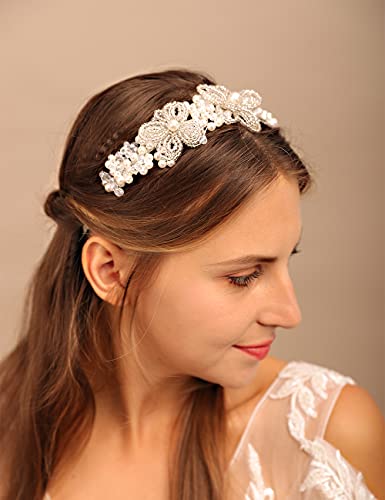 Style 2 Vintage Pearl Bead Tiara Crown - Handmade Bridal Headband