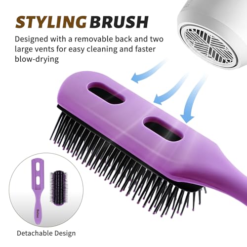 BALON 4-Piece Detangling Hair Brush Set - Purple Paddle Brush for All Hair Types