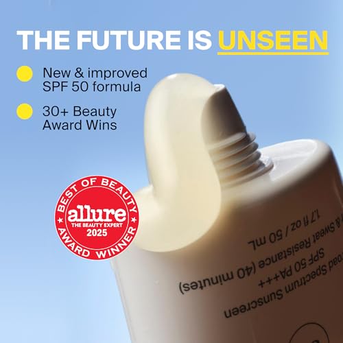Supergoop! Unseen Sunscreen - Clear & Invisible Face Sunscreen + Broad Spectrum + Makeup-Gripping Primer - Weightless, Scentless, Oil Free - For All Skin Types & Tones