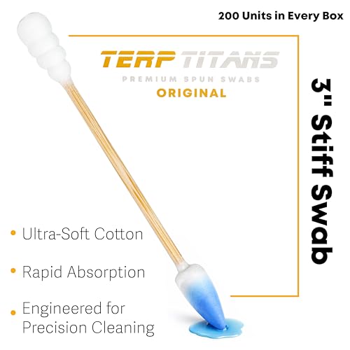 TerpTitans Original ? Bamboo Cotton Swabs | Dual-Tip: Spiral for Maximum Absorption & Fine Point for Pinpoint Precision | Extra Strong, Lint-Free | 200 Count Box
