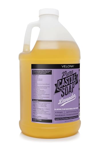 Velona 64 Fl Oz Pure Castile Soap with Lavender Essential Oil - Multi-Purpose Liquid Cleaner