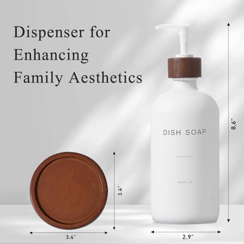 BONLONG White Dish Soap Dispenser with Bamboo Tray - D*1