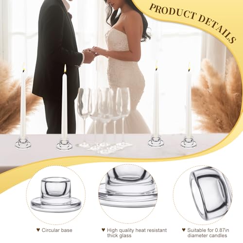 6 Pack Clear Glass Taper Candle Holders for Weddings & Decor