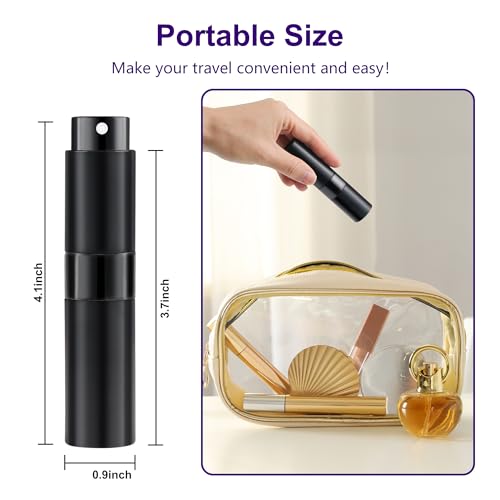 MDDRUIQI 8ML Refillable Travel Perfume Atomizer Bottles - 2 Pack, Leakproof & Compact