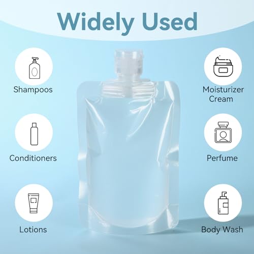 8 Pack Refillable Travel Pouches for Toiletries - 100ml Leakproof Bags