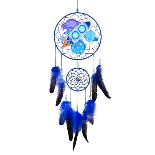 Dinosaur Dream Catcher for Kids - Handmade Feather Wall Decor