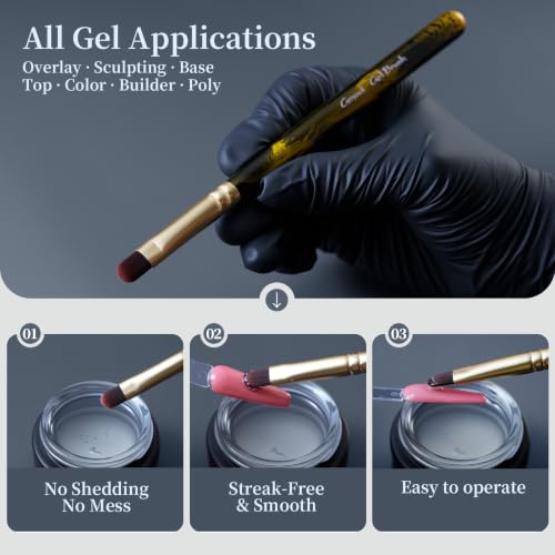 Black 2 Pcs Nail Brush Set for Polygel, French Tip & Clean Up, Builder Gel
