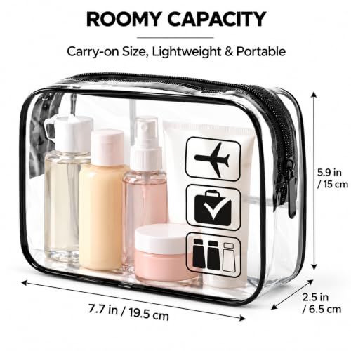 MODENGKONGJIAN TSA Approved 3-Piece Clear Travel Toiletry Bags Multicolor