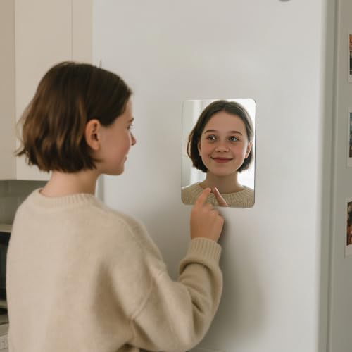 Magnetic Locker Mirror - 4.92" x 6.89" Real Glass, 2 Pack