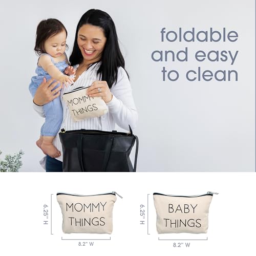 Pearhead Mommy and Baby Canvas Zipper Pouch Set - 2 Organizers