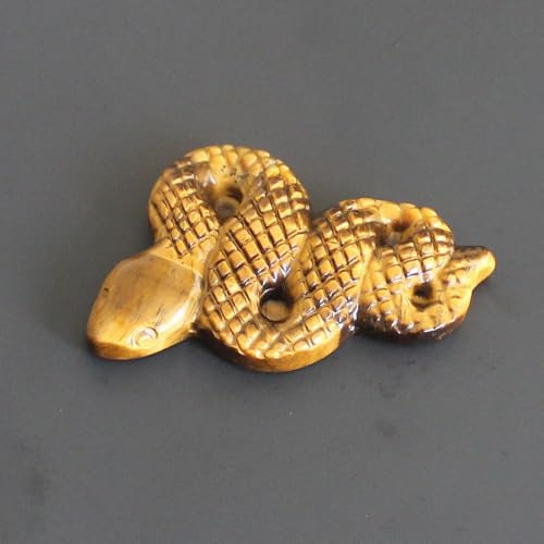 Hand Carved Golden Tiger Eye Snake Figurine - 2" Crystal Decor
