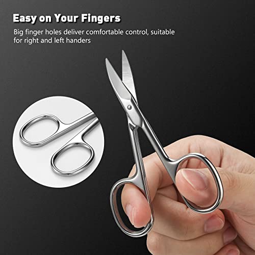 BEZOX Shiny Silver Nail Scissors - Ergonomic Curved Blade for Thick Nails