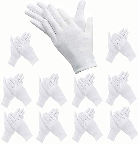White Cotton Work Gloves - 24 Pcs Stretchable Safety Gloves | Medium Size