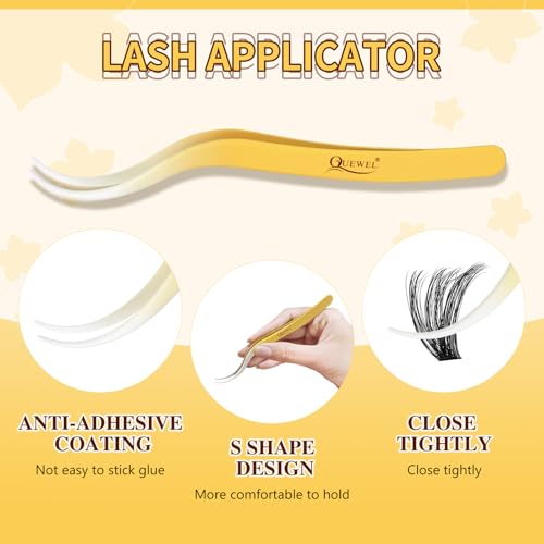 QUEWEL Lash Clusters Kit - 320Pcs 80D+100D 3D Eyelash Extensions