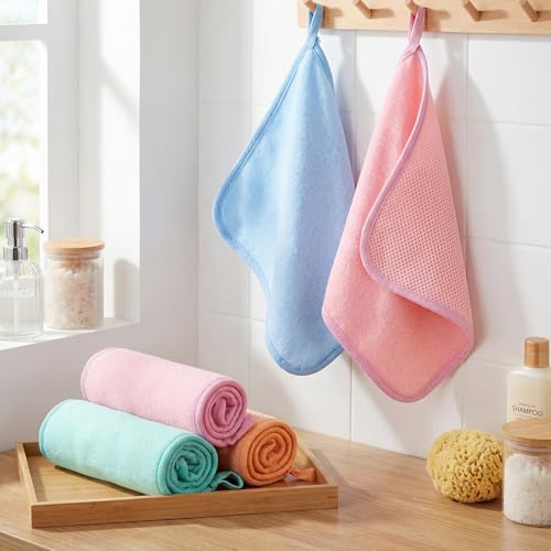 5-Pack Exfoliating Washcloths - Dual-Sided Nylon Bath Scrub Towels