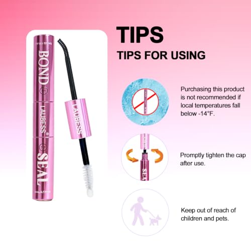 LAUBESS Waterproof 2-in-1 Black Lash Bond & Clear Seal for False Eyelash Clusters 5ml+5ml