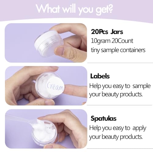 GOLACKY 10g Sample Containers - 20 Pack Leak-Proof Jars with Lids