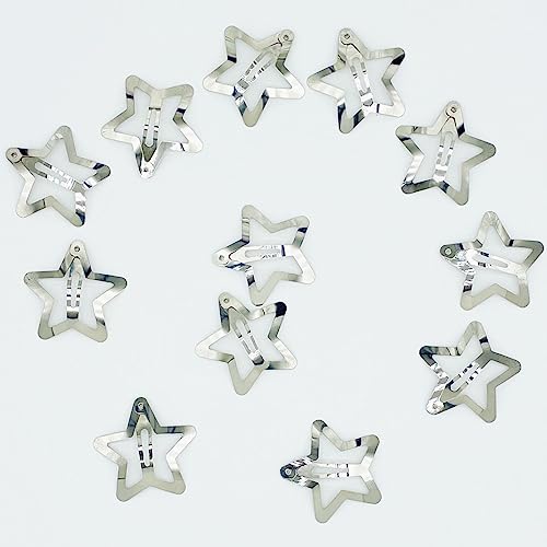 12 PCS Y2K Star Hair Clips - Silver Non-Slip Barrettes for Women
