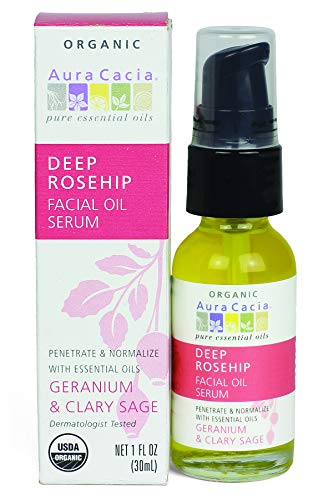 Aura Cacia Organic Rosehip Facial Serum, 1 oz - Soothing Moisture Oil
