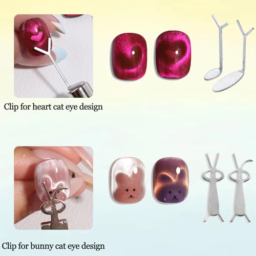 Fcozpjk 8PCS Cat Eye Nail Art Magnet Tool Set with Clips
