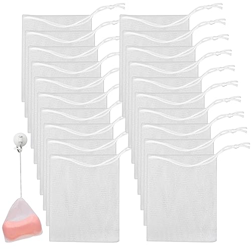 Mozeat Lens 20PCS Mesh Soap Saver Pouches with Drawstring