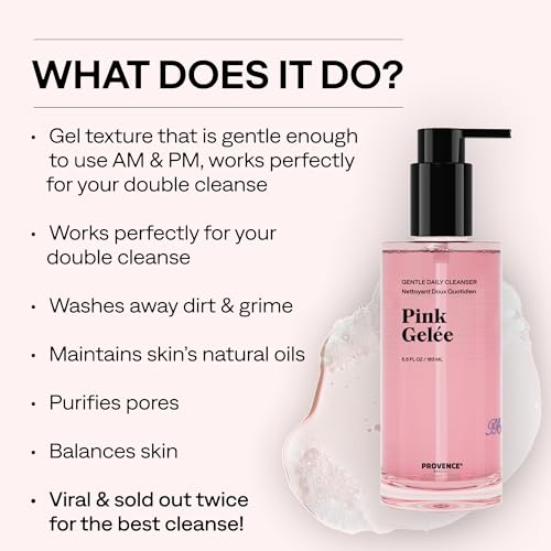 Provence Beauty Pink Gelée Daily Face Cleanser - Gentle Hydrating Gel Wash with Willowbark BHA & Orange Blossom - 5.5 fl oz