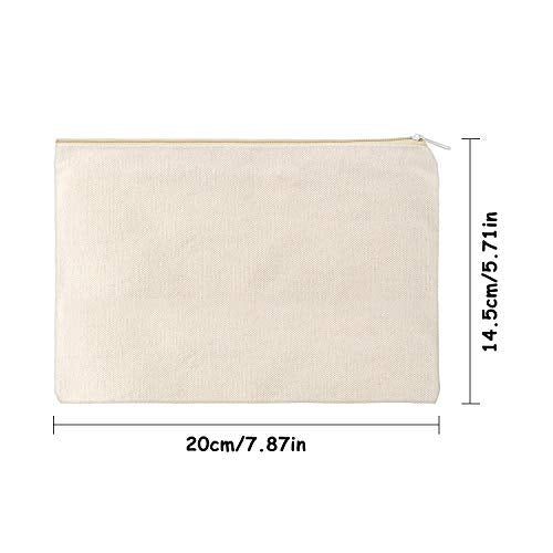 10 Pack Medium Blank Canvas Cosmetic Bags - Beige DIY Zipper Pouches
