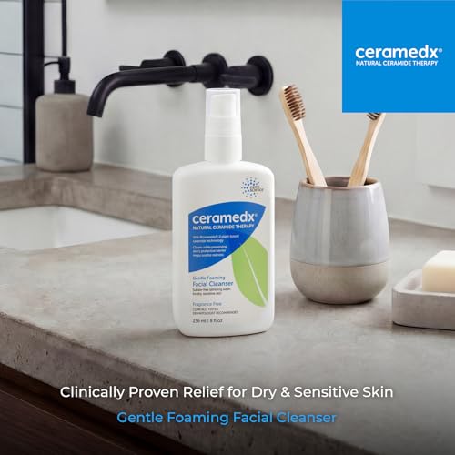 Ceramedx Gentle Foaming Facial Cleanser for Sensitive Skin, 8 oz - Unscented, Vegan