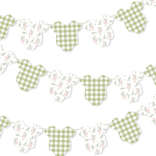 Silly Goose Sage Green Gingham Banner - 2Pcs Baby Shower Decor