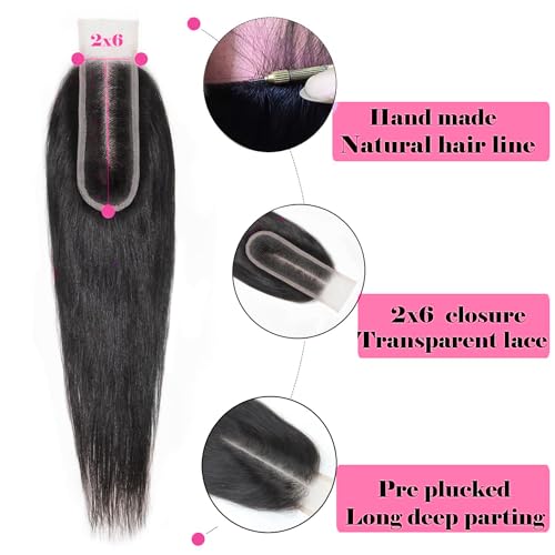 Jinhongze 12 Inch Straight 2x6 HD Lace Closure Human Hair Middle Part Closure