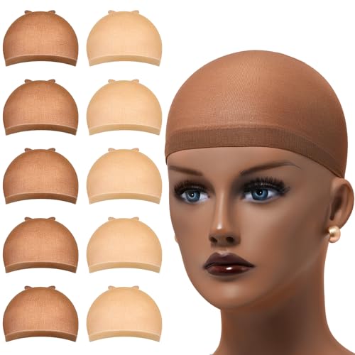 MORGLES 20 Pcs Non-Slip Wig Caps for Women - Brown & Light Brown