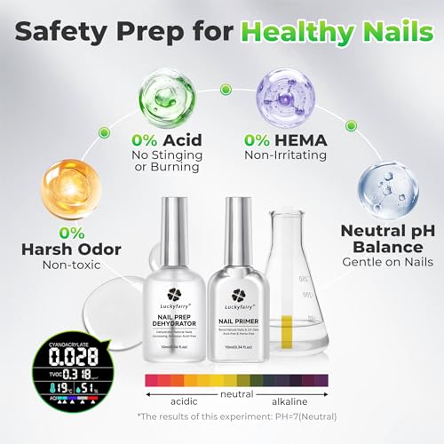 Luckyfairy Nail Dehydrator & Primer Kit - Acid-Free, HEMA-Free