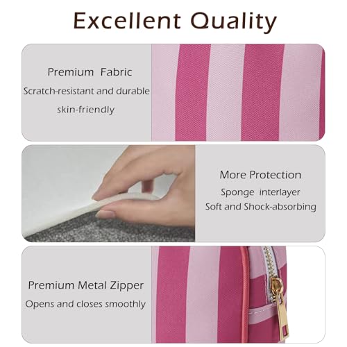Small Striped Makeup Bag for Purse - Rose Pink Stripes