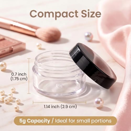 Black 100-Pack 5g Sample Containers Lip Balm Jars - Refillable & Leak-Proof