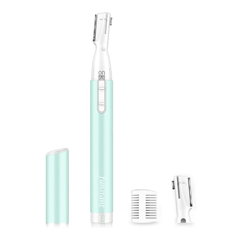 Funstant Upgraded Eyebrow Trimmer, Precision Electric Eyebrow Razor for Women Battery-Operated Facial Hair Remover with Comb No Pulling Sensation Painless for Face Chin Neck, Upper-Lip, Peach-Fuzz