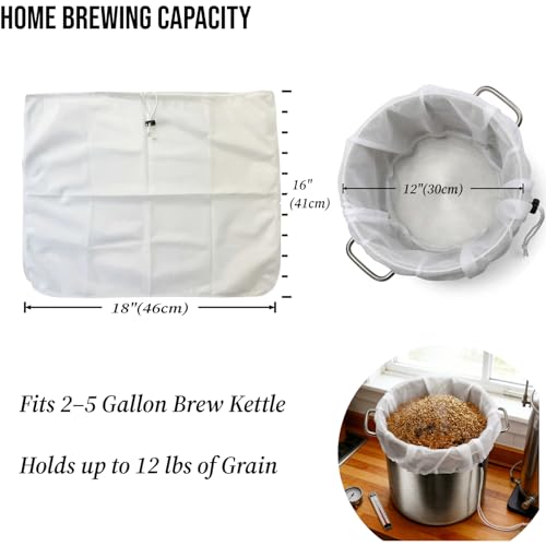 2 Pack BIAB Brewing Bags - 18" x 16" Fine Mesh Nylon Strainers