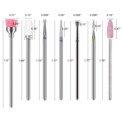 FORTMATE 10pcs Tungsten Carbide Nail Drill Bits Set for Manicure Pedicure, Professional Efile Tools