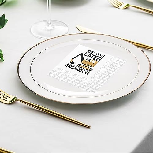 SharkBliss See You Later Excavator Cocktail Napkins - 50 Pack, 2-Ply, 5x5"