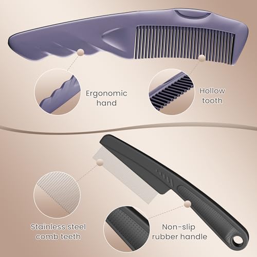 Dandruff Comb Set with Self-Cleaning Feature - 2PC Purple